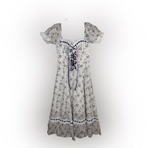 LACEMADE NWT Sz M Cottagecore Dress Corset Lace-Up Coquette Puff Sleeve Romantic